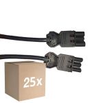 Lot 25x Noxion GST - Compatible Câble d’extension Noir - Mâle + Femelle - 3m - 3 pole 1,5mm2